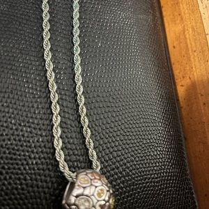 Lia Sophia Necklace Silver Tone With Drop Ball Design.